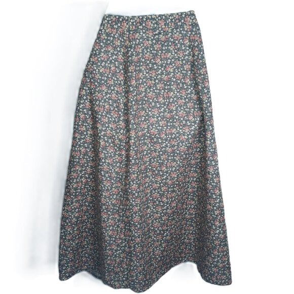 Vtg Chaus Sport Linen Blend Calico Floral Vest Midi Skirt Set 8 Cottagecore Fall - Picture 8 of 10